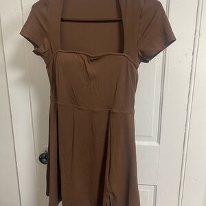 Brown Short Sleeve Dress